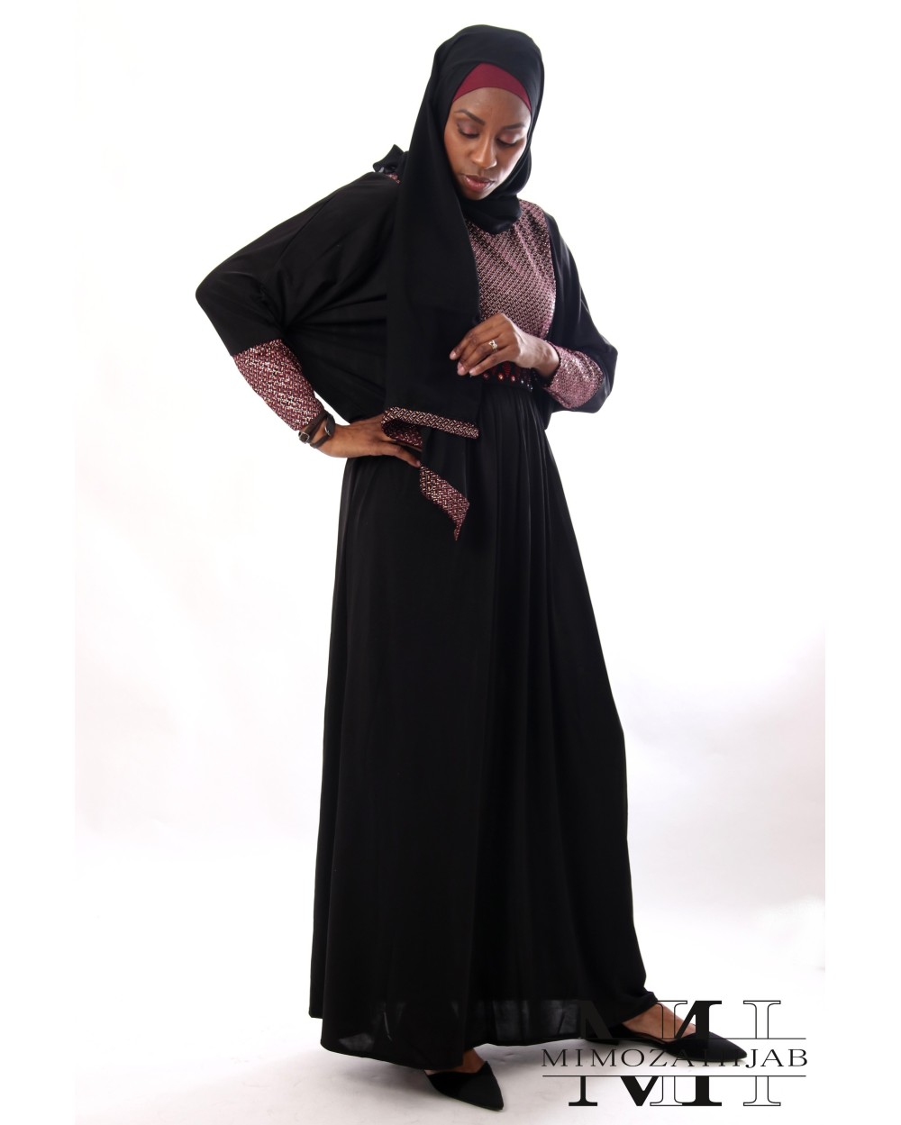  Abaya  Zayanne papillon  de duba  Taille 60 Couleur Bordeaux 