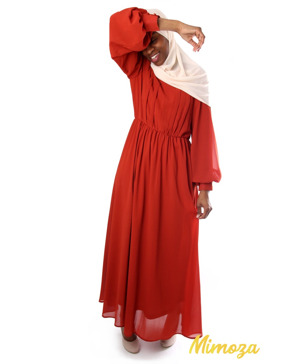 brick red color dress
