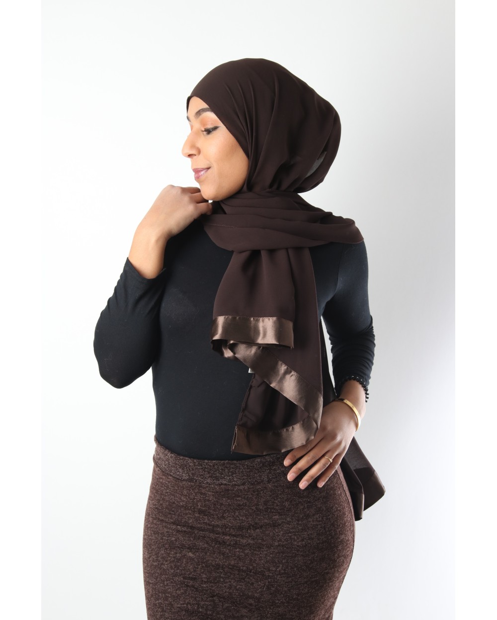 Châle hijab mousseline rectangulaire Lilia