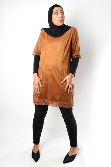 Suede and lace tunic