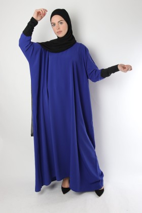 Abaya Papillon avec manches lycra Couleur Bleu Electrique Couleur