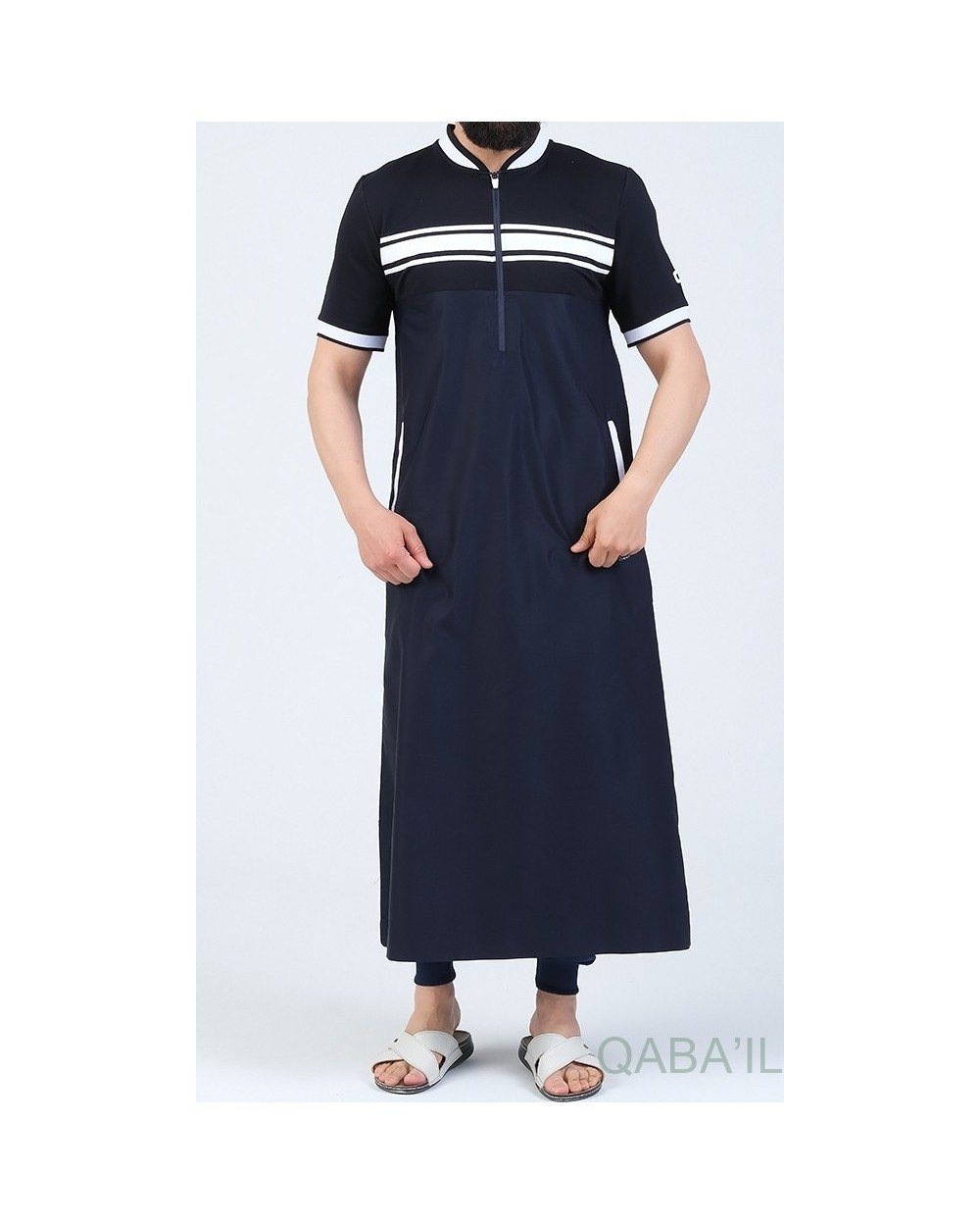 Qamis Long NAVY III Manche courte Qabail