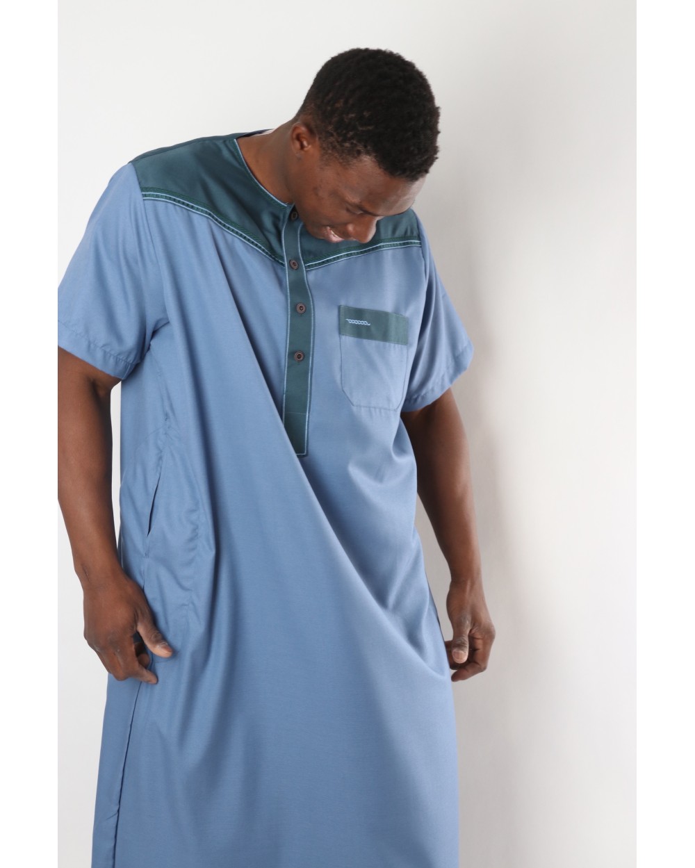 ARTIBY Qamis Arabe Pure Color Men - Kaftan de vêtements islamiques pour  Hommes