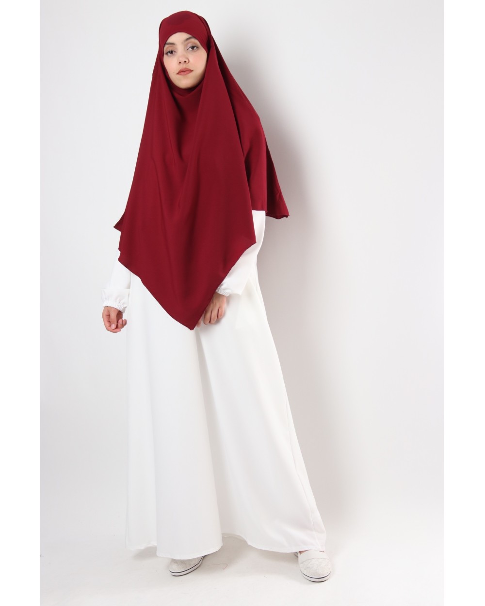  Khimar  JAMILA court  pointe Couleur Bordeaux Couleur Bordeaux