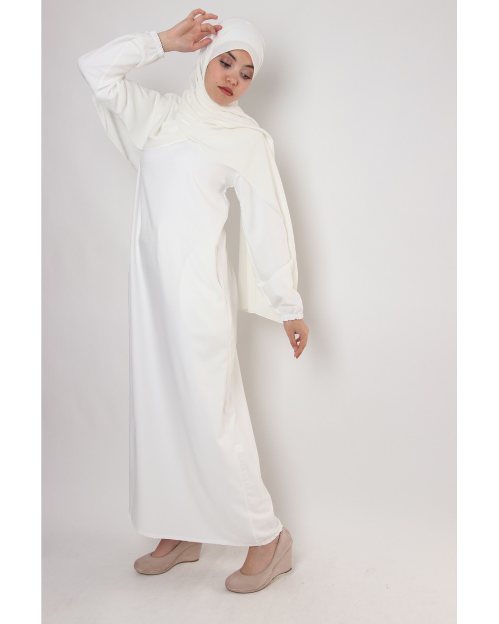  Abaya  Amira blanche  Taille L Taille L