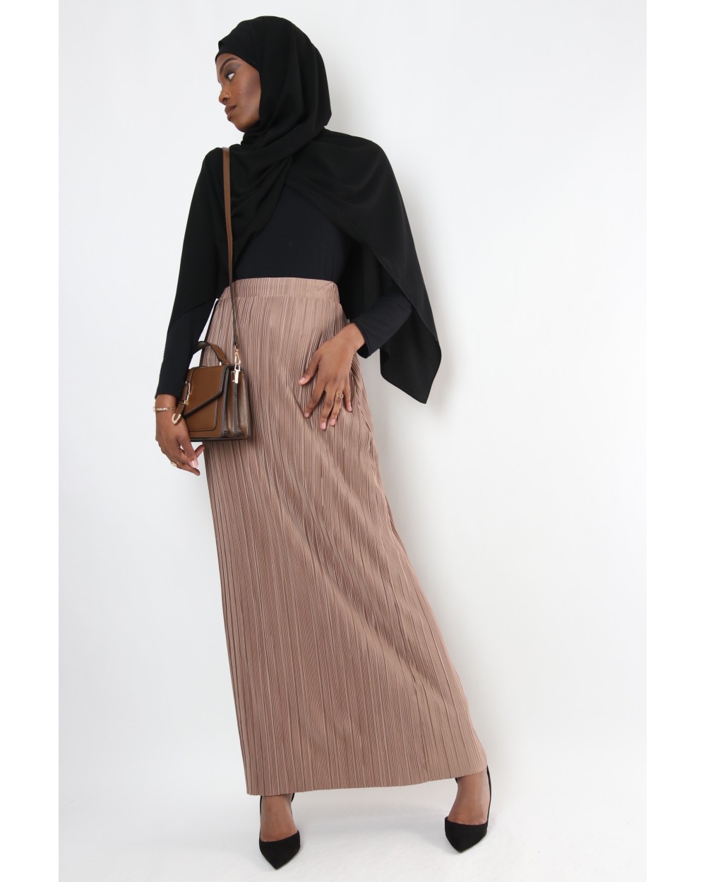 Julie pleated and silky tube skirt