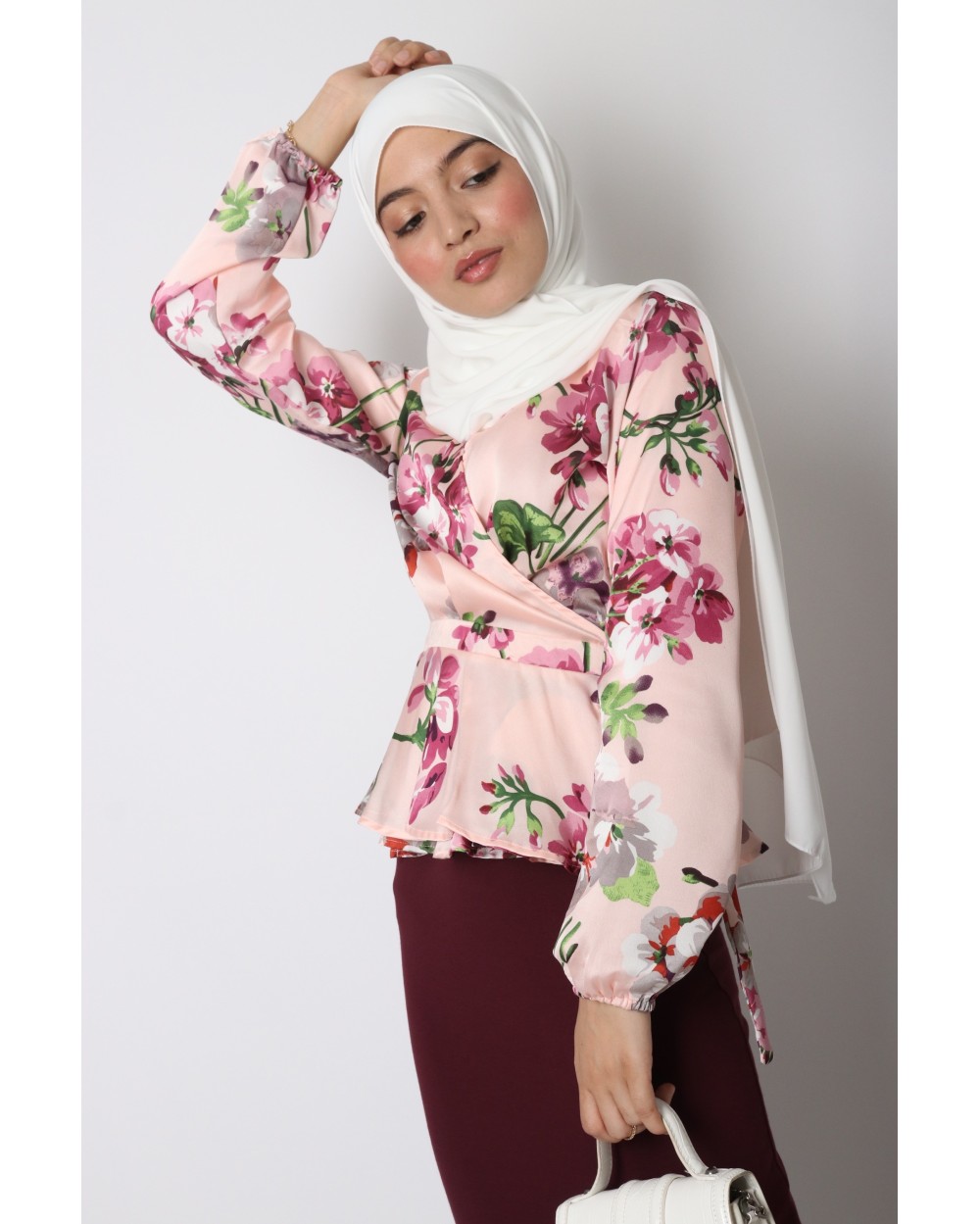 Floral top with satin heart cover