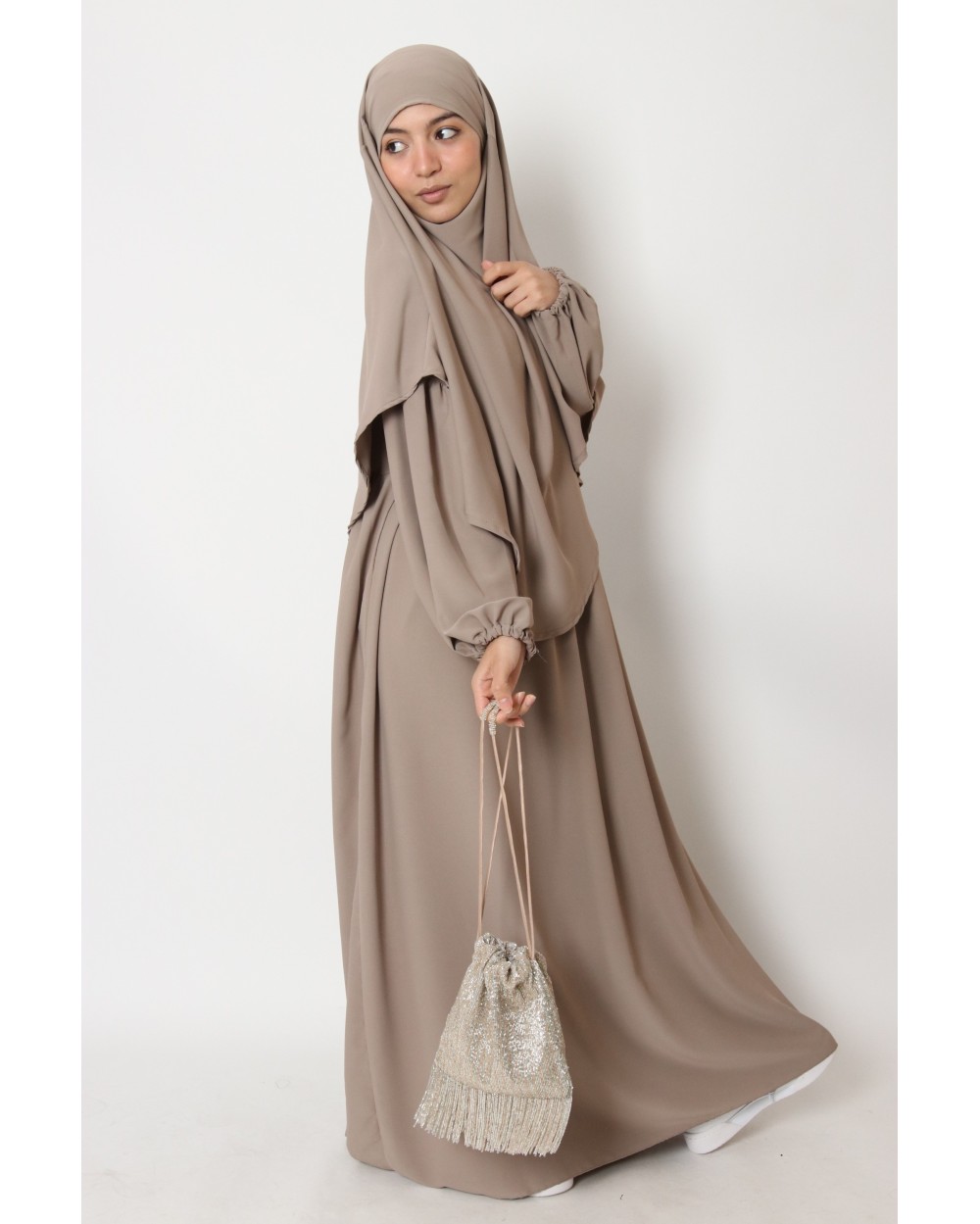 Abaya And Khimar Narymel Set Color Taupe Color Taupe