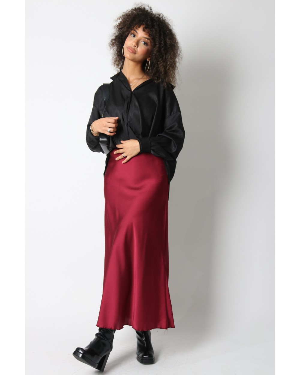 Long satin skirt